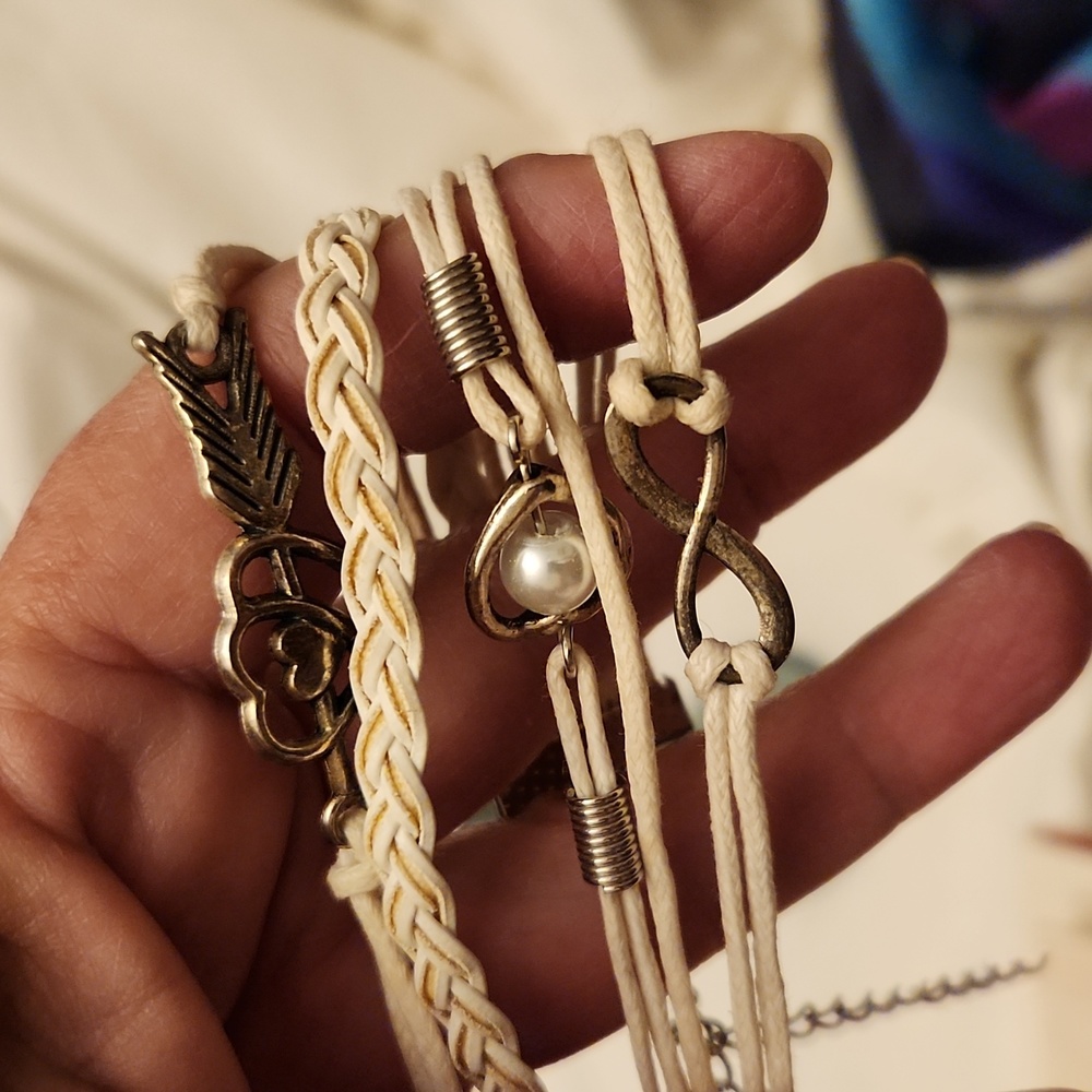 Braided Cream Bracelet Set